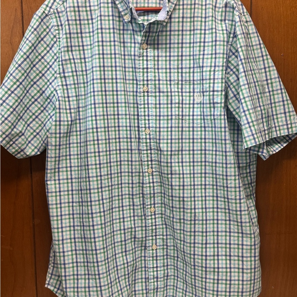 Chaps Green and Blue Checkered Casual Shirt
